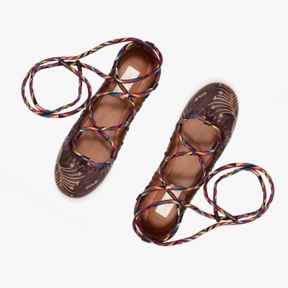 Valentino Garavani Ankle Tie Ballet Flats Leather - Picture 5 of 16